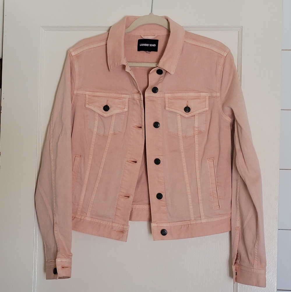 Lands End denim jacket dusty pink